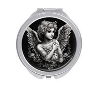 FZMVSQH Angel Portrait Style Compact Mirror 1x/2x Magnification Round Travel Makeup Mirror Double Sided Portable Handheld Mirrrors for Pocket Purse Travel Essentials Gift for Women Girl