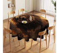 FZMVSQH Angry Roaring Lion 60 Inch Round Tablecloth for 20-48 Inch Tables Wrinkle Free Table Cloths Polyester Fabric Washable Dining Table Cover for Wedding Birthday Party Buffet Banquet Decor