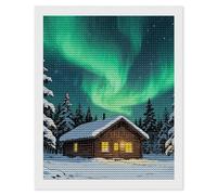 FZMVSQH Aurora Cabin 5D Diamond Art Kits for Adults Personalized Large Diamond Art DIY Full Drill Diamonds Dot Crystal Rhinestone Diamonds Painting Round Gem Art Kit for Home Wall Decor 16x20