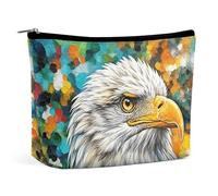 FZMVSQH Bald Eagle Makeup Bag PU Leather Waterproof Travel Cosmetic Bag for Women Girl Wide-Open Zippered Pouch Portable Toiletry Bags Organizer Case Travel Essentials Toiletries Accessories