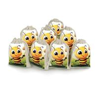FZMVSQH Bee 8 PCS Cotton Drawstring Bags Reusable Muslin Bags Natural Cotton Bag with Drawstring Small Jewelry Pouch for Party Wedding Fabric Gift Bag for Spice Herb Candy Soap