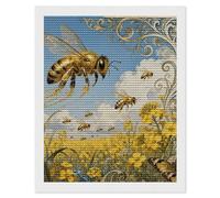 FZMVSQH Bee Rapeseed Field 5D Diamond Art Kits for Adults Personalized Large Diamond Art DIY Full Drill Diamonds Dot Crystal Rhinestone Diamonds Painting Round Gem Art Kit for Home Wall Decor 16x20