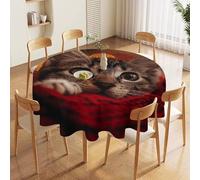 FZMVSQH Big Eyes Cat 60 Inch Round Tablecloth for 20-48 Inch Tables Wrinkle Free Table Cloths Polyester Fabric Washable Dining Table Cover for Wedding Birthday Party Buffet Banquet Decor