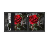 FZMVSQH Blooming Red Rose Mens Trifold Wallet Minimalist Wallet for Men, Rfid Blocking Wallets, 8 Credit Card Holder 1 Note Pocket Coin Pocket & Id Window, Slim Velcro Tri Fold Wallets