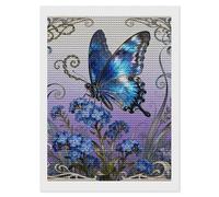 FZMVSQH Blue Morpho Myosotis 5D Diamond Art Kits for Adults Personalized Large Diamond Art DIY Full Drill Diamonds Dot Crystal Rhinestone Diamonds Painting Round Gem Art Kit for Home Wall Decor 12x16
