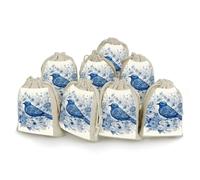 FZMVSQH Bluebird And Flowers 8 PCS Cotton Drawstring Bags Reusable Muslin Bags Natural Cotton Bag with Drawstring Small Jewelry Pouch for Party Wedding Fabric Gift Bag for Spice Herb Candy Soap