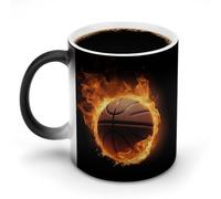 FZMVSQH Burning Basketball Pictures Magic Coffee Mug Cups Personalized Color Changing Mug Heat Sensitive Heat Changing Coffee Mugs with Handle 11 Oz Mugs Funny Ceramic Cup for Tea/Latte/Milk/Cocoa