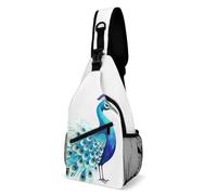 FZMVSQH Cartoon Blue Peacock Crossbody Bag Rfid Blocking Casual Shoulder Sling Backpack Waterproof Chest Bag Pack Lightweight Hiking Daypack Backpack Man Purse Travel Sling Bags for Women Men