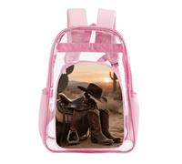 FZMVSQH Clear Backpack Stadium Approved Transparent Pvc Bookbag, Pink | Cowboy Hat And Boot, Adjustable Luggage Strap for Suitcases, Work Travel Concert Stadium Events Festival Beach, Blue Pink