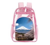 FZMVSQH Clear Backpack Stadium Approved Transparent Pvc Bookbag, Pink | Mt. Fuji In Early Spring, Adjustable Luggage Strap for Suitcases, Work Travel Concert Stadium Events Festival Beach,