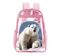 FZMVSQH Clear Backpack Stadium Approved Transparent Pvc Bookbag, Pink | Polar Bear, Adjustable Luggage Strap for Suitcases, Work Travel Concert Stadium Events Festival Beach,