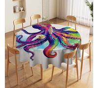 FZMVSQH Colorful Octopus 60 Inch Round Tablecloth for 20-48 Inch Tables Wrinkle Free Table Cloths Polyester Fabric Washable Dining Table Cover for Wedding Birthday Party Buffet Banquet Decor