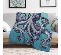 FZMVSQH Custom Flannel Fleece Throw Blanket 40x50 Warm Cozy Octopus Design Throws for Couch Sofa Bed Lightweight Breathable Decorative Farmhouse Blanket for Home Office Decor All Season
