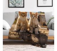 FZMVSQH Custom Flannel Fleece Throw Blanket 40x50 Warm Cozy Two Little Cats Throws for Couch Sofa Bed Lightweight Breathable Decorative Farmhouse Blanket for Home Office Decor All Season