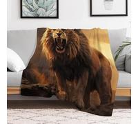 FZMVSQH Custom Flannel Fleece Throw Blanket Warm Cozy Angry Roaring Lion Throws for Couch Sofa Bed Lightweight Breathable Decorative Farmhouse Blanket for Home Office Decor All Season
