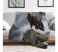 FZMVSQH Custom Flannel Fleece Throw Blanket Warm Cozy Eagle Standing on A Rock Throws for Couch Sofa Bed Lightweight Breathable Decorative Farmhouse Blanket for Home Office Decor All Season