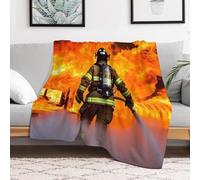 FZMVSQH Custom Flannel Fleece Throw Blanket Warm Cozy Firefighter Fireman Flame Throws for Couch Sofa Bed Lightweight Breathable Decorative Farmhouse Blanket for Home Office Decor All Season