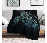 FZMVSQH Custom Flannel Fleece Throw Blanket Warm Cozy Glowing Green Sea Turtle Throws for Couch Sofa Bed Lightweight Breathable Decorative Farmhouse Blanket for Home Office Decor All Season