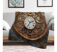 FZMVSQH Custom Flannel Fleece Throw Blanket Warm Cozy Rusty Steampunk Clock Throws for Couch Sofa Bed Lightweight Breathable Decorative Farmhouse Blanket for Home Office Decor All Season