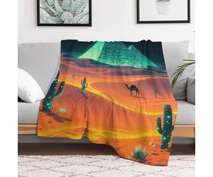 FZMVSQH Custom Flannel Fleece Throw Blanket Warm Cozy Shining Desert Throws for Couch Sofa Bed Lightweight Breathable Decorative Farmhouse Blanket for Home Office Decor All Season