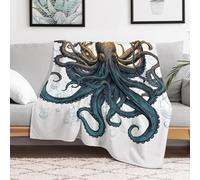 FZMVSQH Custom Flannel Fleece Throw Blanket Warm Cozy Sun Ocean Octopus Throws for Couch Sofa Bed Lightweight Breathable Decorative Farmhouse Blanket for Home Office Decor All Season
