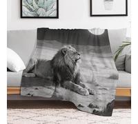FZMVSQH Custom Flannel Fleece Throw Blanket Warm Cozy Wild Animal Lion and Moon Throws for Couch Sofa Bed Lightweight Breathable Decorative Farmhouse Blanket for Home Office Decor All Season