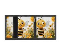 FZMVSQH Cute Bees Daisy Flower Mens Trifold Wallet Minimalist Wallet for Men, Rfid Blocking Wallets, 8 Credit Card Holder 1 Note Pocket Coin Pocket & Id Window, Slim Velcro Tri Fold Wallets