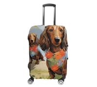 FZMVSQH Dachshund Tropical Painting Art Luggage Cover Travel Suitcase Covers for Luggage Elastic Carry on Luggage Covers for Suitcase Tsa Approved Washable Luggage Sleeve Protector Fits 18-32 Inch