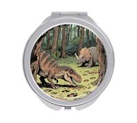 FZMVSQH Dinosaur Jungle Compact Mirror 1x/2x Magnification Round Travel Makeup Mirror Double Sided Portable Handheld Mirrrors for Pocket Purse Travel Essentials Gift for Women Girl