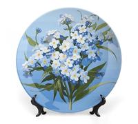 FZMVSQH Do Not Forget Me Bone China Decorative Plate 7inch Ceramic Dinner Plates with Display Stand Decorative Plates for Display Porcelain Plate for Wall Hanging Personalized China Dinnerware