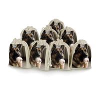 FZMVSQH Dog Who Likes Ice Cream 8 PCS Cotton Drawstring Bags Reusable Muslin Bags Natural Cotton Bag with Drawstring Small Jewelry Pouch for Party Wedding Fabric Gift Bag for Spice Herb Candy Soap