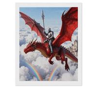 FZMVSQH Dragon Knight Legend 5D Diamond Art Kits for Adults Personalized Large Diamond Art DIY Full Drill Diamonds Dot Crystal Rhinestone Diamonds Painting Round Gem Art Kit for Home Wall Decor 16x20