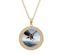 FZMVSQH Eagle in The Sky Diamond Necklace for Women Girlfriend 20" Chain Hypoallergenic Jewelry Memorial Couple Necklace Custom Photo Pendant Necklaces Birthday Anniversary Romantic Gift for Her, One