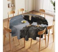 FZMVSQH Eagle Standing on A Rock 70 Inch Round Tablecloth for 30-54 Inch Tables Wrinkle Free Table Cloths Polyester Fabric Washable Dining Table Cover for Wedding Birthday Party Buffet Banquet Decor