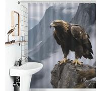 FZMVSQH Eagle Standing on A Rock Shower Curtain for Bathroom Bathtub Waterproof Bath Curtain with 12 Hooks 7 Metal Grommets Machine Washable Polyester Window & Door Curtains Room Divider Decor 60x72