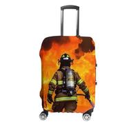 FZMVSQH Firefighter Fireman Flame Luggage Cover Travel Suitcase Covers for Luggage Elastic Carry on Luggage Covers for Suitcase Tsa Approved Washable Luggage Sleeve Protector Fits 18-32 Inch, style, L