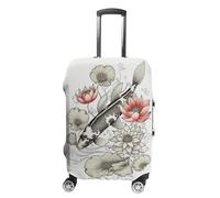 FZMVSQH Fish Japanese Carp Leaves Flower Luggage Cover Travel Suitcase Covers for Luggage Elastic Carry on Luggage Covers for Suitcase Tsa Approved Washable Luggage Sleeve Protector Fits 18-32 Inch