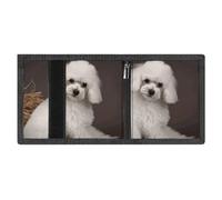 FZMVSQH French Poodle Mens Trifold Wallet Minimalist Wallet for Men, Rfid Blocking Wallets, 8 Credit Card Holder 1 Note Pocket Coin Pocket & Id Window, Slim Velcro Tri Fold Wallets