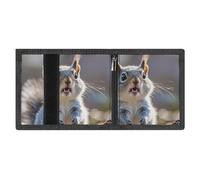 FZMVSQH Funny Cute Squirrel Mens Trifold Wallet Minimalist Wallet for Men, Rfid Blocking Wallets, 8 Credit Card Holder 1 Note Pocket Coin Pocket & Id Window, Slim Velcro Tri Fold Wallets