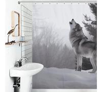FZMVSQH Howling Wolf Shower Curtain for Bathroom Bathtub Waterproof Bath Curtain with 12 Hooks 7 Metal Grommets Machine Washable Polyester Window & Door Curtains Room Divider Decor