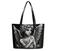 FZMVSQH Leather Angel Portrait Style Tote Bag Purse with Pockets Zippers Casual Totes Handbag for Women Top Handle Satchels for Work Beach Gym Shop