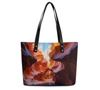 FZMVSQH Leather Antelope Canyon Tote Bag Purse with Pockets Zippers Casual Totes Handbag for Women Top Handle Satchels for Work Beach Gym Shop