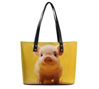 FZMVSQH Leather Piggy Is Jumping Tote Bag Purse with Pockets Zippers Casual Totes Handbag for Women Top Handle Satchels for Work Beach Gym Shop