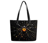 FZMVSQH Leather Spider in Web Tote Bag Purse with Pockets Zippers Casual Totes Handbag for Women Top Handle Satchels for Work Beach Gym Shop