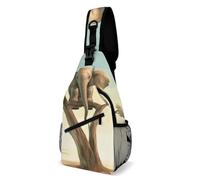 FZMVSQH Little Elephant on Tree Crossbody Bag Rfid Blocking Casual Shoulder Sling Backpack Waterproof Chest Bag Pack Lightweight Hiking Daypack Backpack Man Purse Travel Sling Bags for Women Men