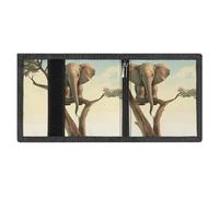 FZMVSQH Little Elephant on Tree Mens Trifold Wallet Minimalist Wallet for Men, Rfid Blocking Wallets, 8 Credit Card Holder 1 Note Pocket Coin Pocket & Id Window, Slim Velcro Tri Fold Wallets