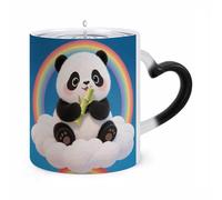 FZMVSQH Magic Coffee Mug Cups Personalized Cloud Rainbow Panda Color Changing Mug Heat Sensitive Heat Changing Coffee Mugs with Handle 11 Oz Mugs Funny Ceramic Cup for Tea/Latte/Milk/Cocoa