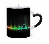 FZMVSQH Magic Coffee Mug Cups Personalized Cool Music Sound Wave Color Changing Mug Heat Sensitive Heat Changing Coffee Mugs with Handle 11 Oz Mugs Funny Ceramic Cup for Tea/Latte/Milk/Cocoa