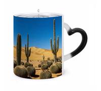 FZMVSQH Magic Coffee Mug Cups Personalized Desert Cactus View Color Changing Mug Heat Sensitive Heat Changing Coffee Mugs with Handle 11 Oz Mugs Funny Ceramic Cup for Tea/Latte/Milk/Cocoa