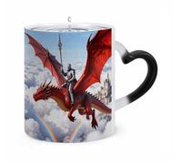FZMVSQH Magic Coffee Mug Cups Personalized Dragon Knight Legend Color Changing Mug Heat Sensitive Heat Changing Coffee Mugs with Handle 11 Oz Mugs Funny Ceramic Cup for Tea/Latte/Milk/Cocoa